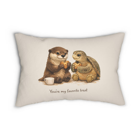 "You're My Favorite Treat" Otter and Turtle Lumbar Pillow