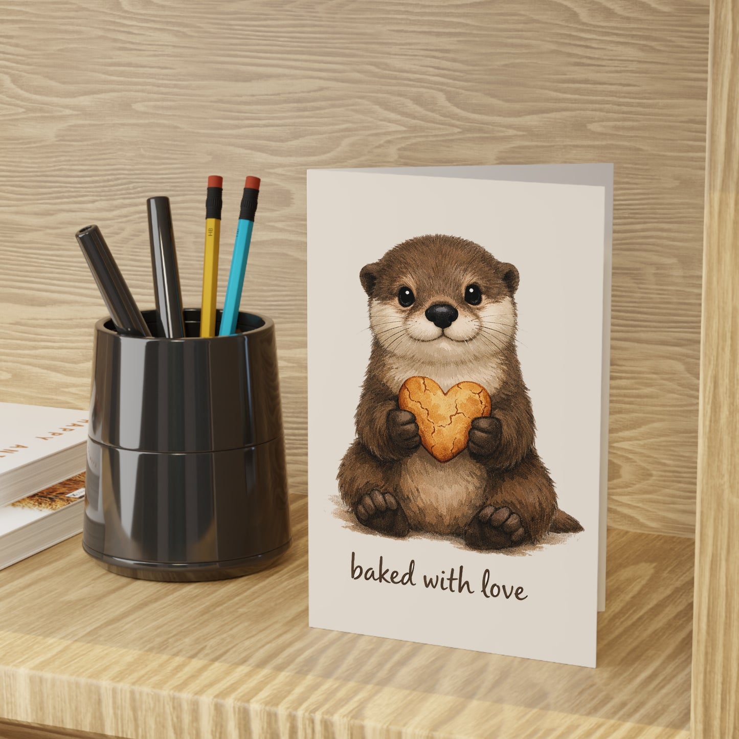 "Baked with Love" Otter Greeting Card