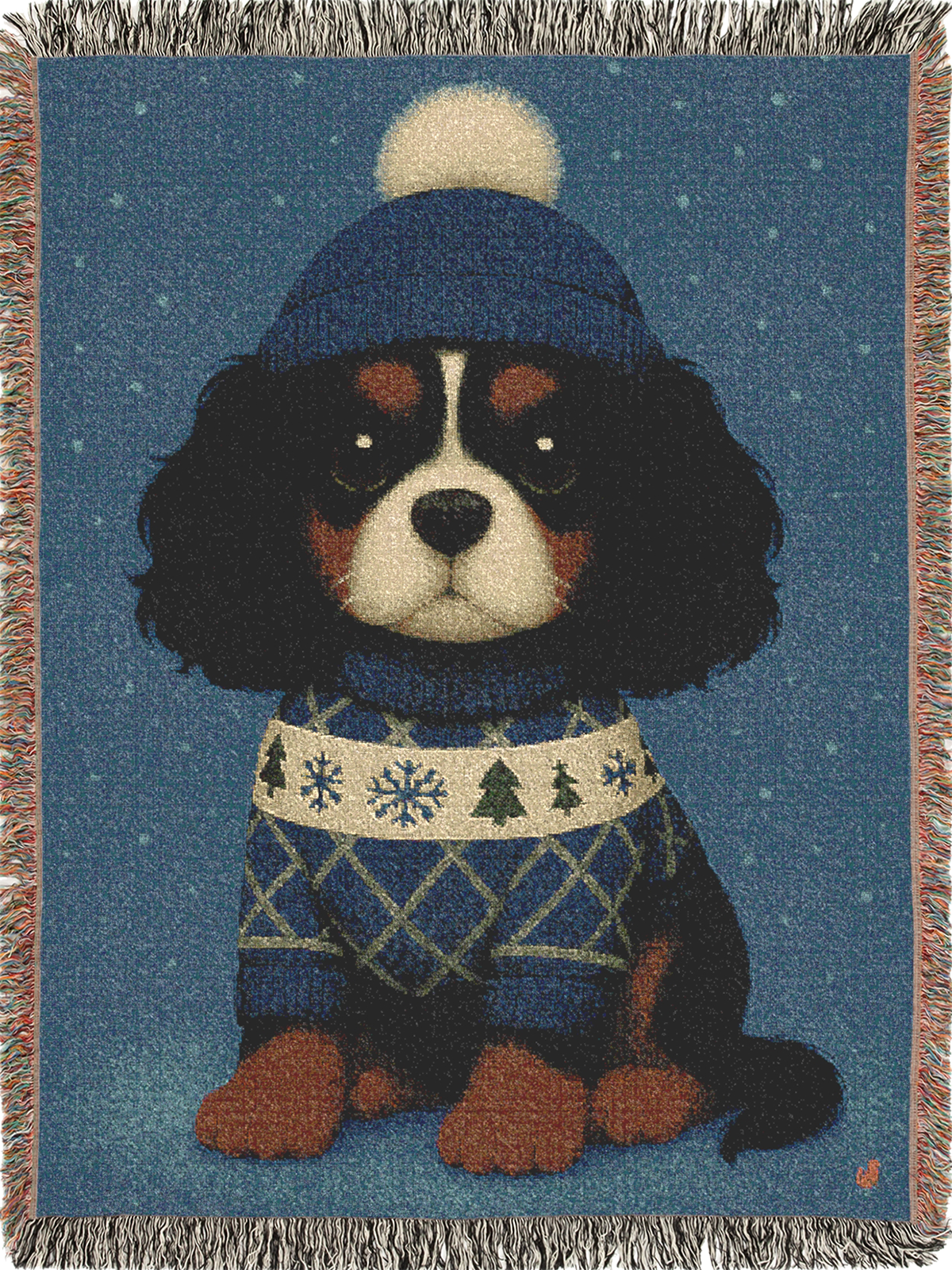 Cavy Comfort Themed Woven Blanket, Tricolor