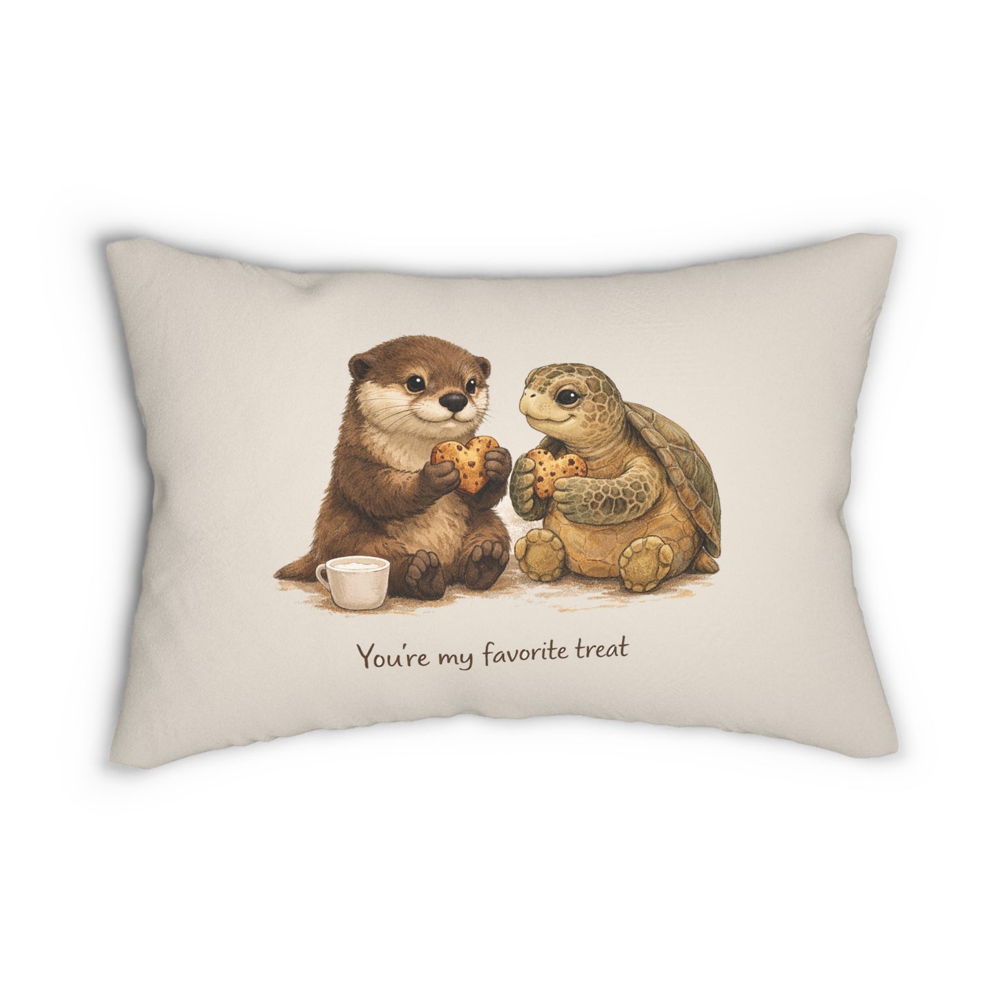 "You're My Favorite Treat" Otter and Turtle Lumbar Pillow